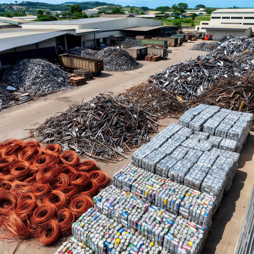 Depósito de reciclagem bem organizado com materiais separados